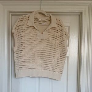 Westbound Cream V-Neck Knit Sweater crochet with included tank top size XL